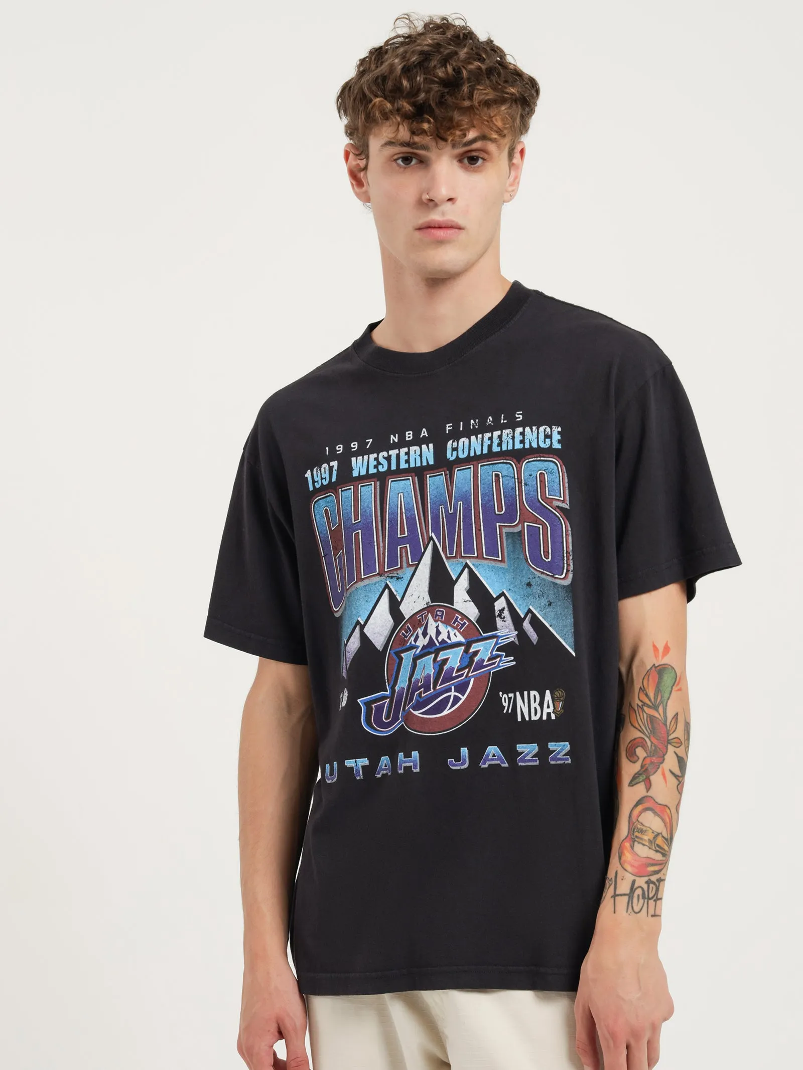 1997 Conf Champions Utah Jazz T-Shirt in Black