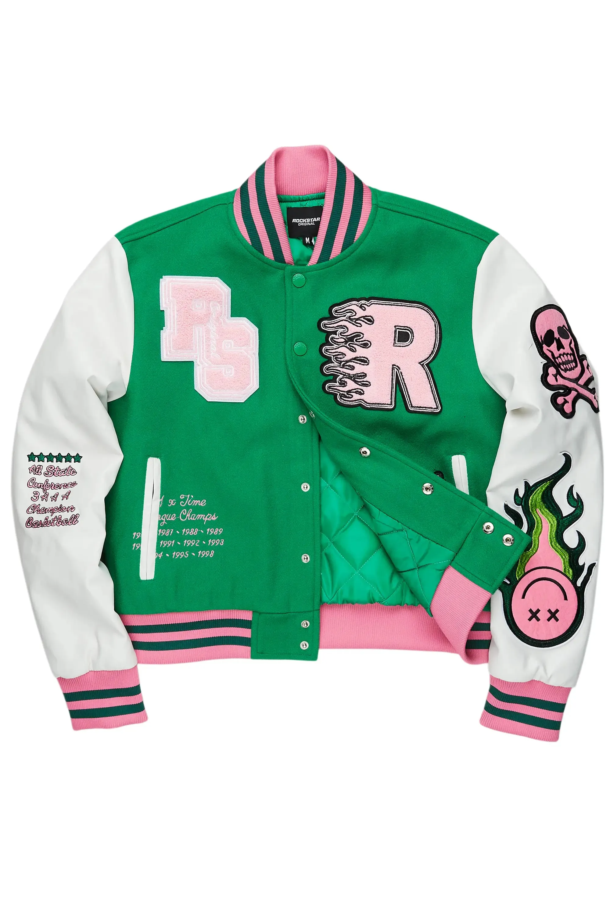 Aniya Green Oversized Varsity Jacket