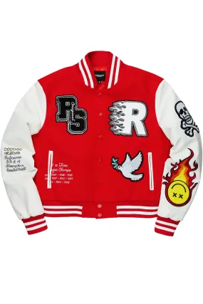 Aniya Red Oversized Varsity Jacket