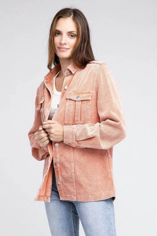 BiBi Corduroy Buttoned Down Jacket