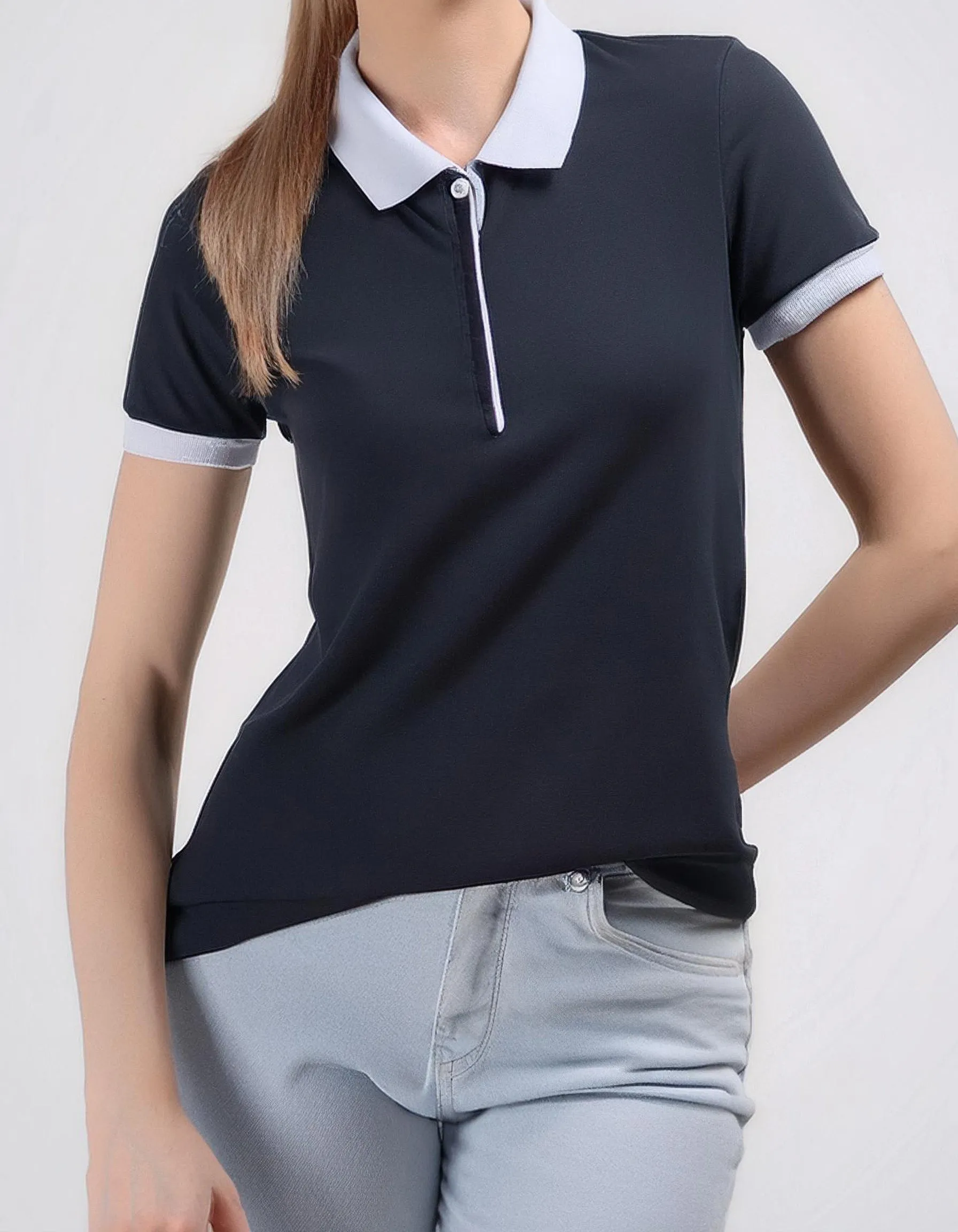 Black & White Contrast Polo Shirt