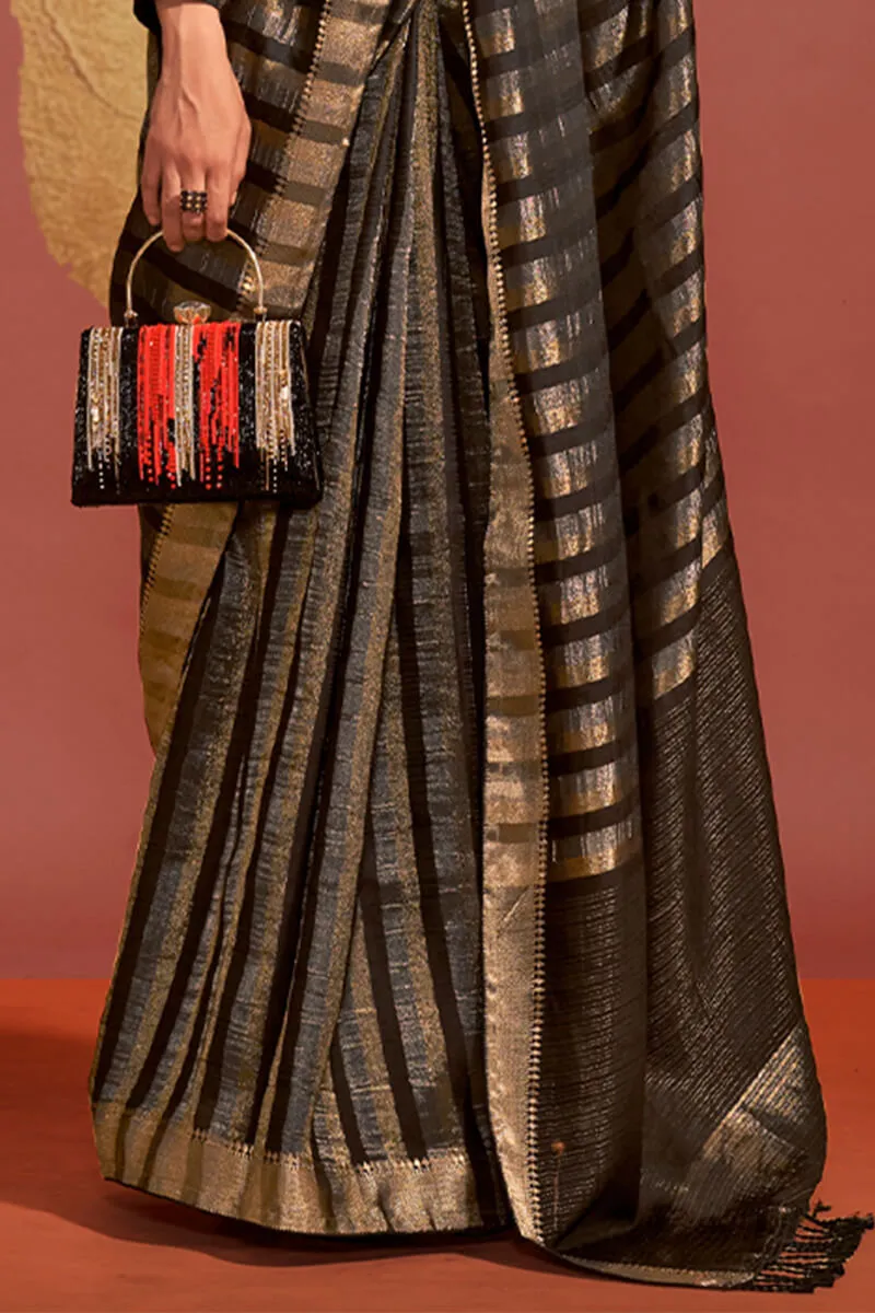 Black Banarasi Silk Saree with Stunning Blouse