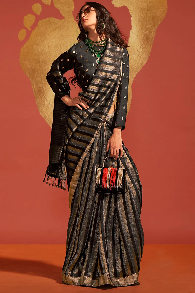 Black Banarasi Silk Saree with Stunning Blouse