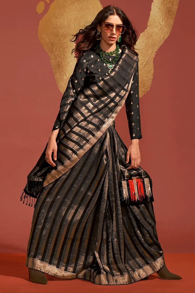 Black Banarasi Silk Saree with Stunning Blouse