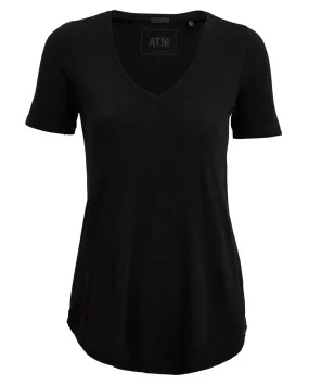 Black Slub Jersey Boyfriend V-Neck Tee