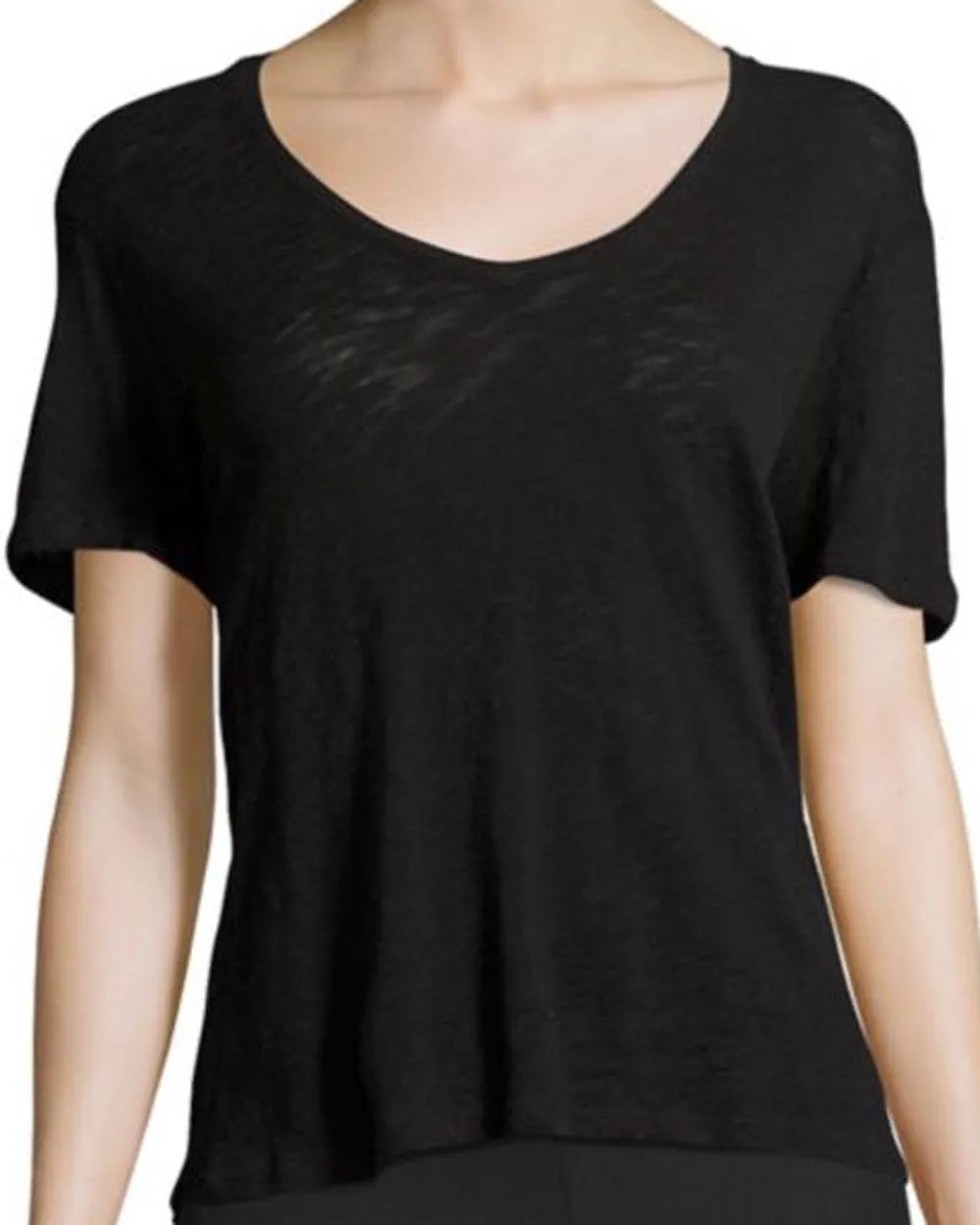 Black Slub Jersey Boyfriend V-Neck Tee