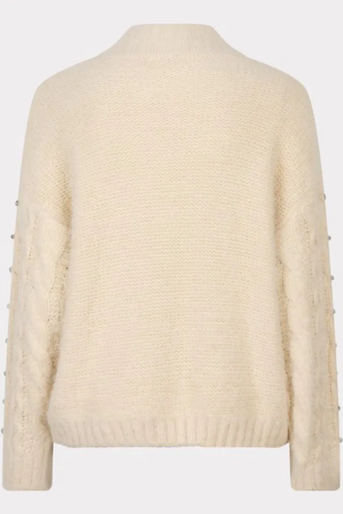 Cable Sweater with Crystal Embellishment