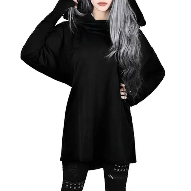 Casual Gothic Punk Hooded Sweatshirts