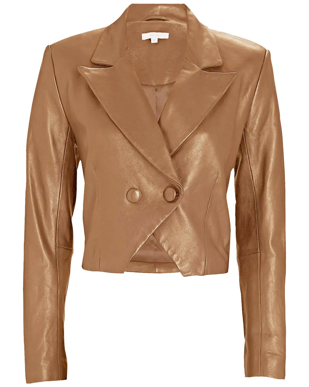 Chestnut Leather Cropped Blazer