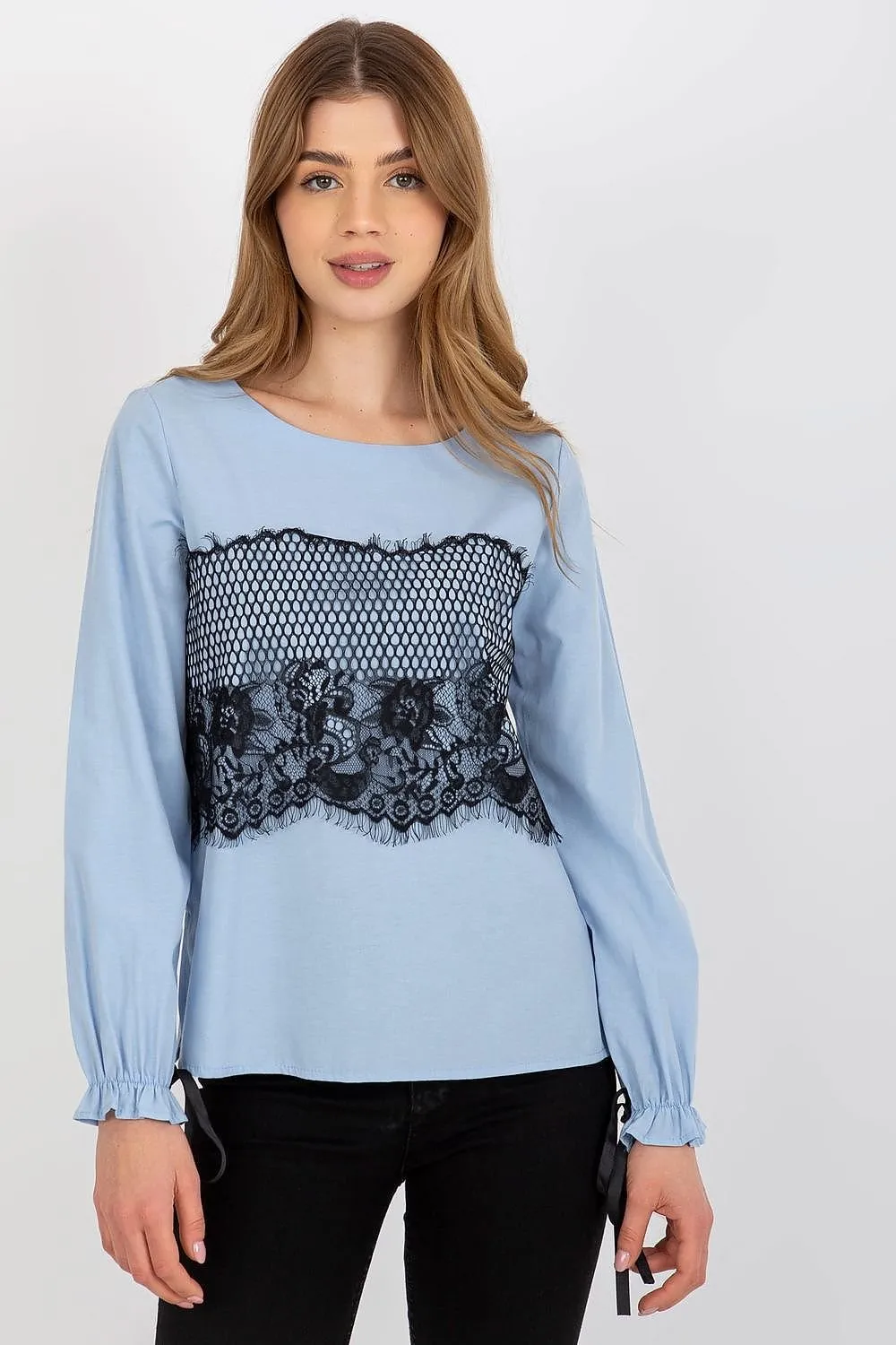 Chic Cotton Blouse with Exquisite Lace Details