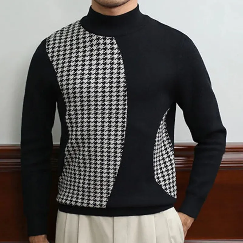 Contrast Half High Neck Knitted Sweater