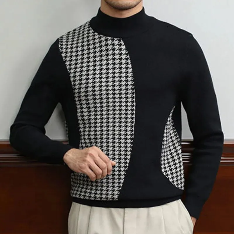 Contrast Half High Neck Knitted Sweater