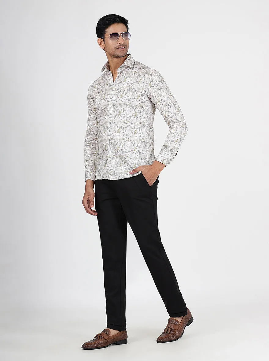 Creams Printed Slim Fit Party Wear Shirt | JB Studio