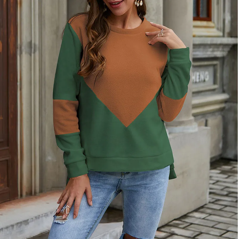 Crewneck Colorblock High Low Sweatshirt