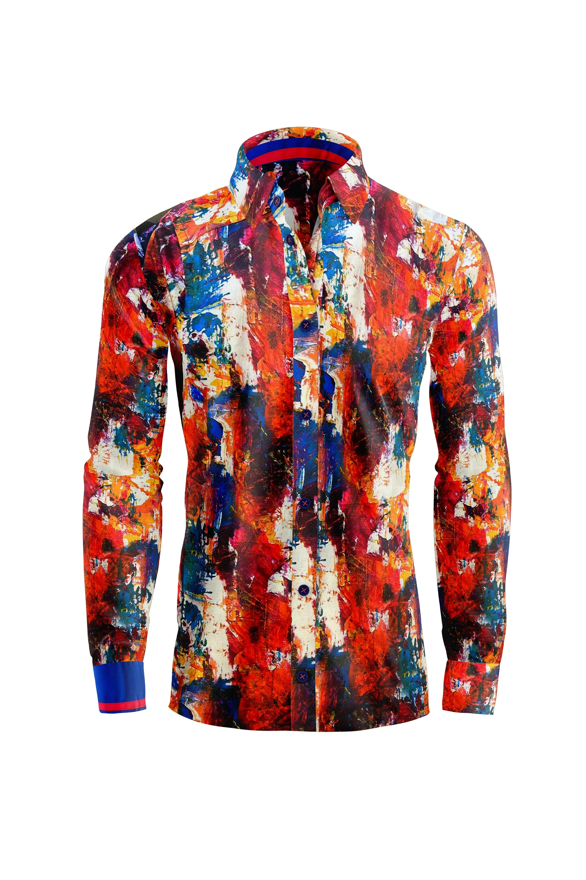 Crimson Brushstroke Casual Shirt