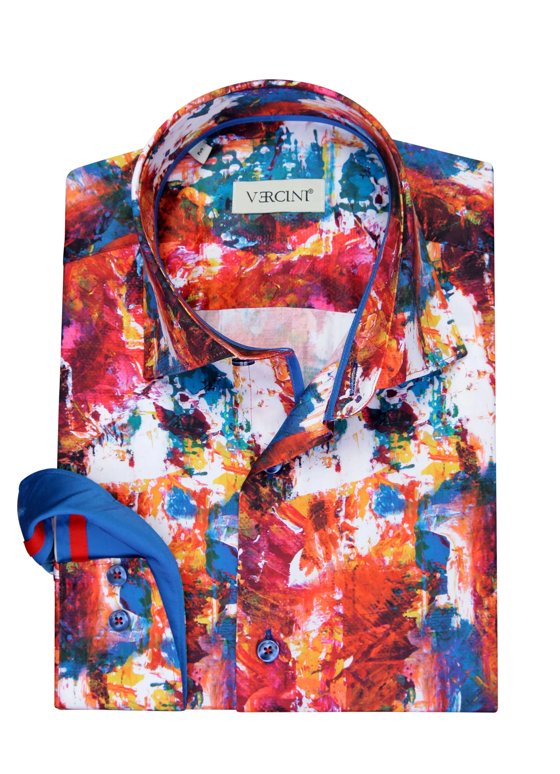 Crimson Brushstroke Casual Shirt