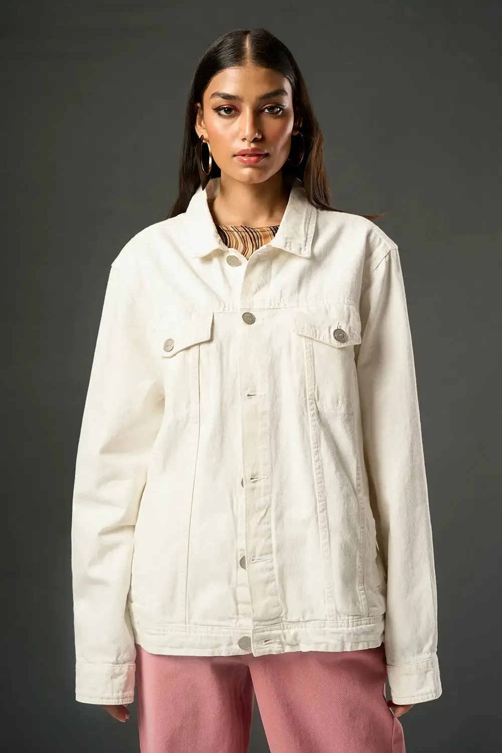 Crystal White Women's Denim Trucker Jacket