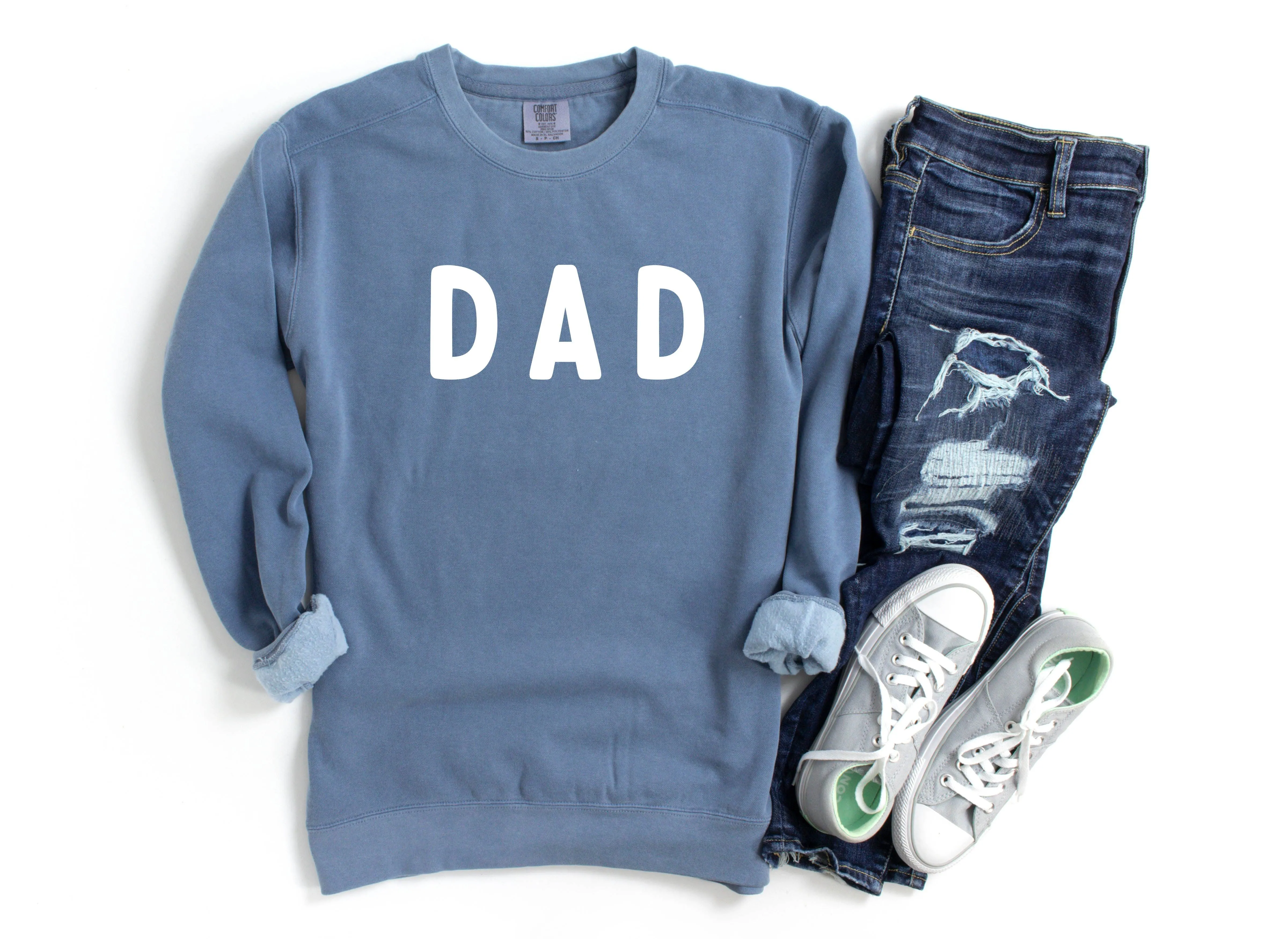 Dad Garment Dyed Comfort Colors Sweatshirt (Rounded Font)