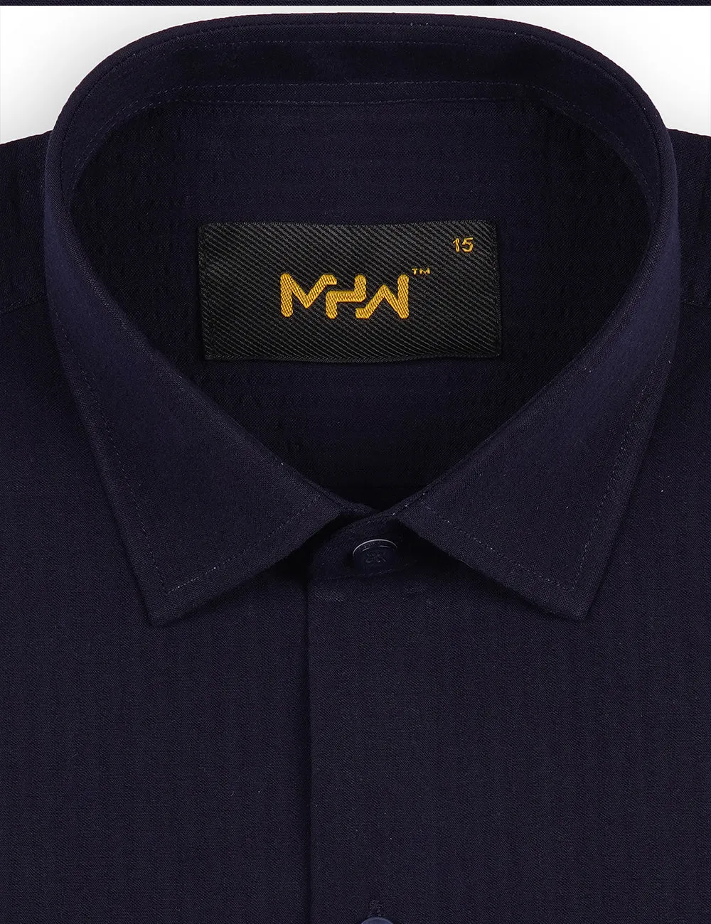 Dark Blue Self-Designed Dress Shirt for Men