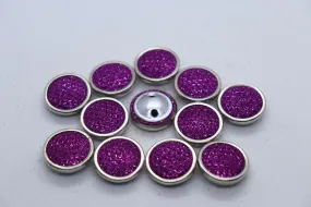 Dark Pink Circular Metal Ring Sugar Coat Button