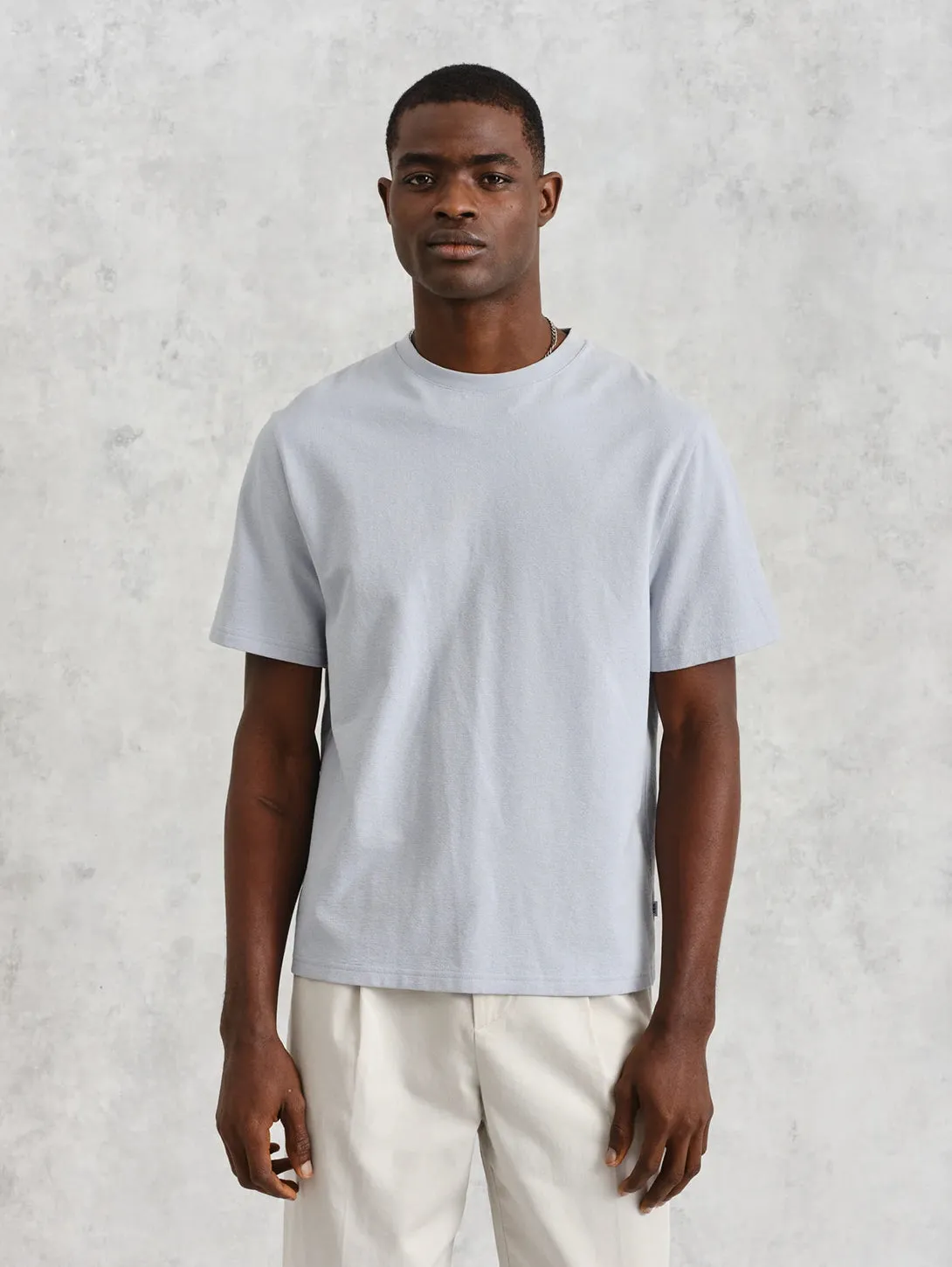 Dean Textured Cotton Tee - Blue