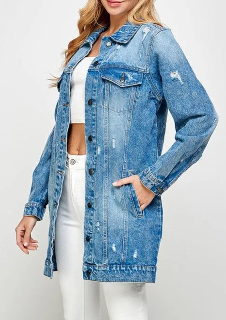 Denim 3/4 Quarter Distressed Washed Jacket