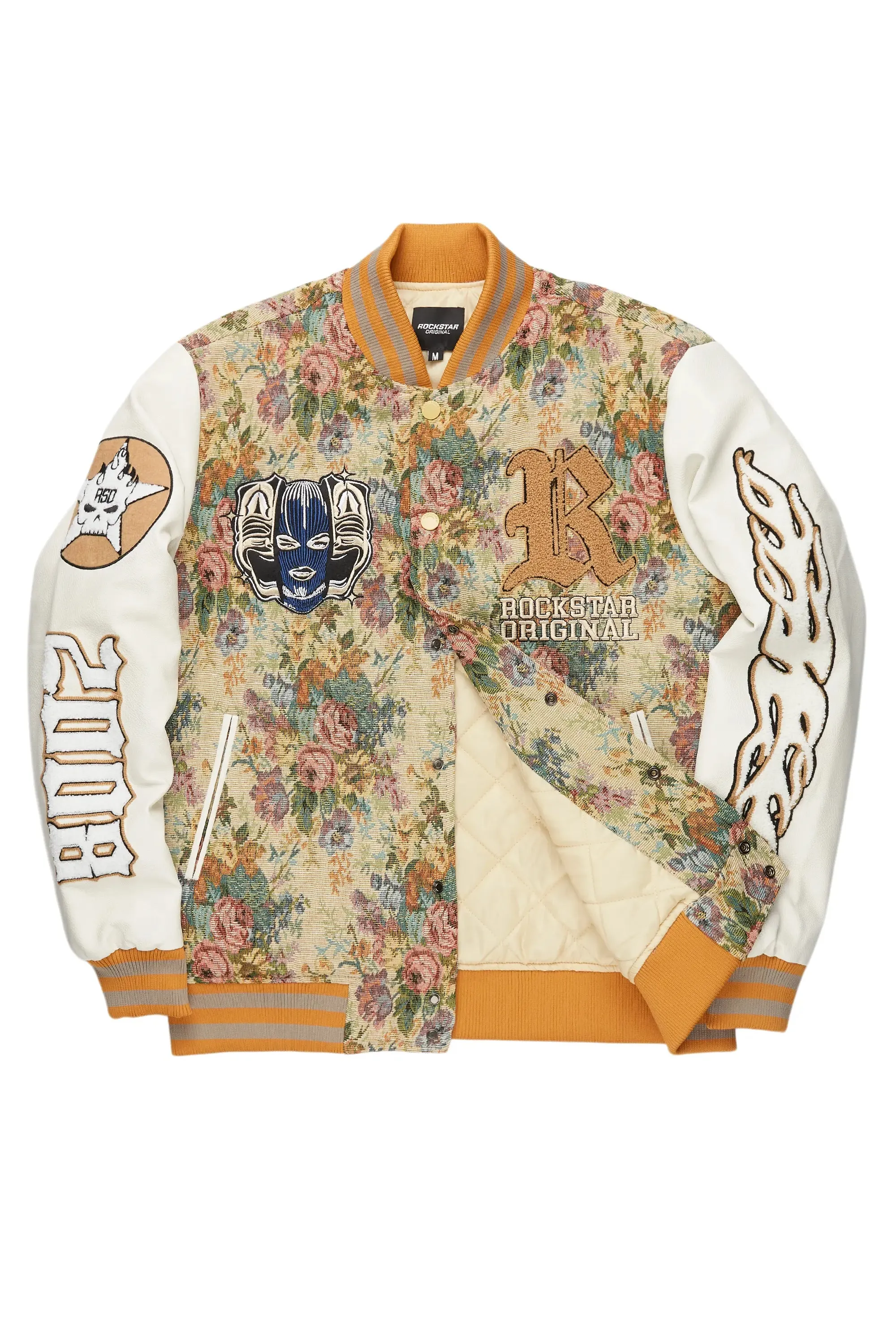 Doron Beige Tapestry Varsity Jacket