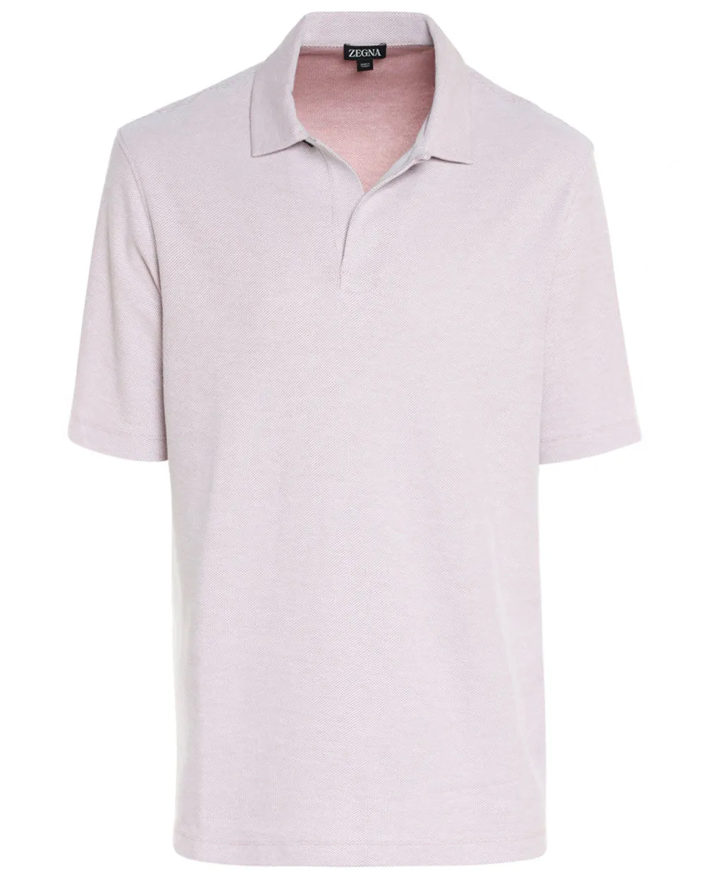 Dust Pink and White Honeycomb Cotton Short Sleeve Polo