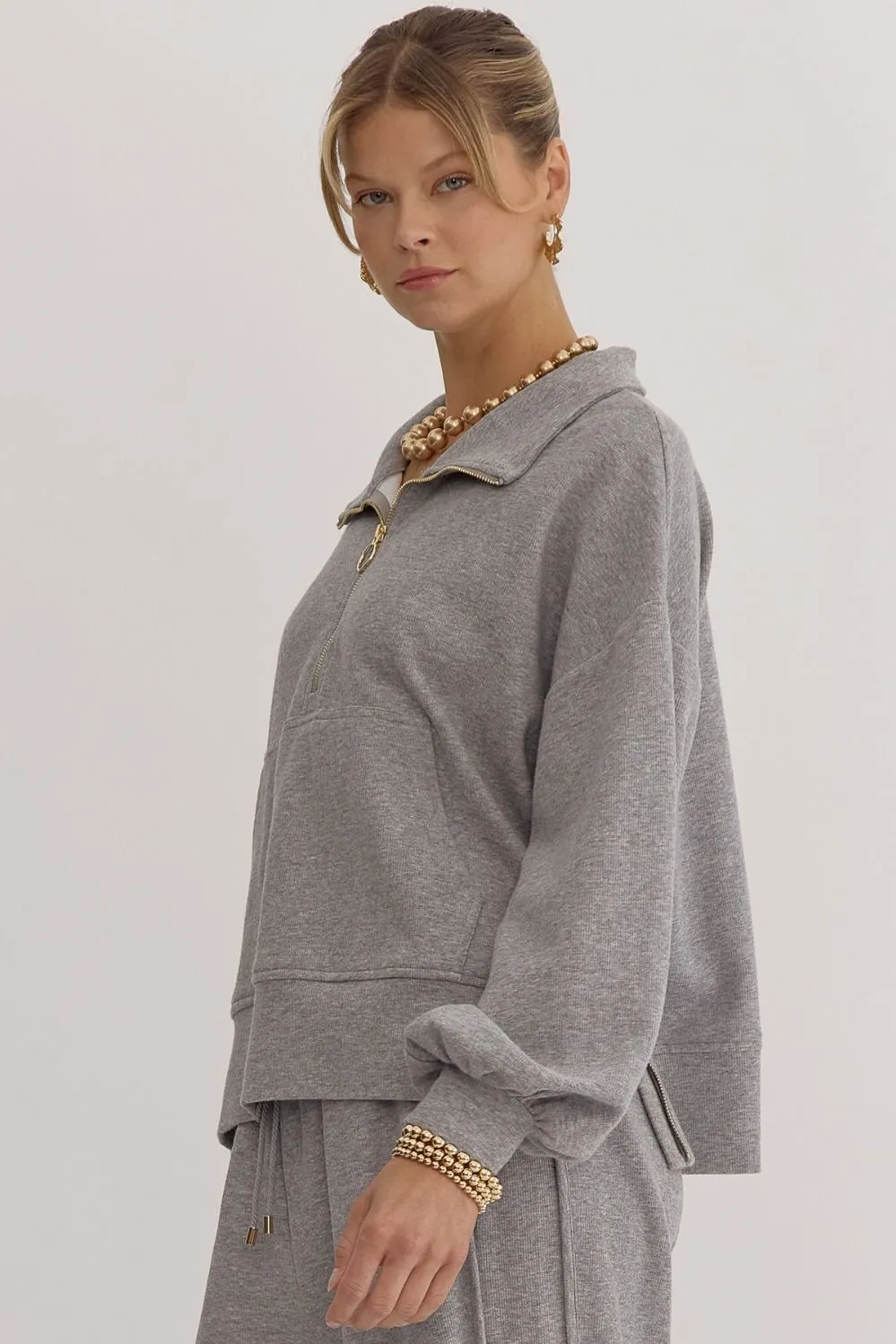 East Coast Gray Zipper Sweater