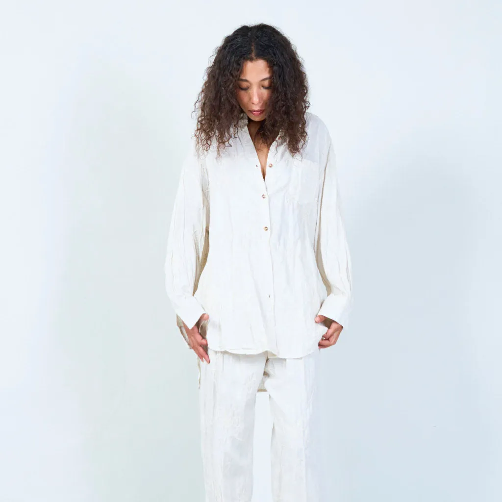 Embroidered linen button-down shirt wholesale