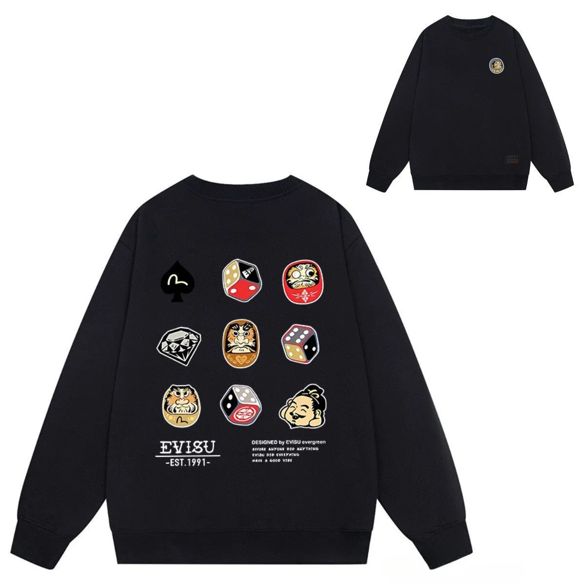 Evisu Sweatshirts Fashion Comfort Loose Unisex Sweatshirts