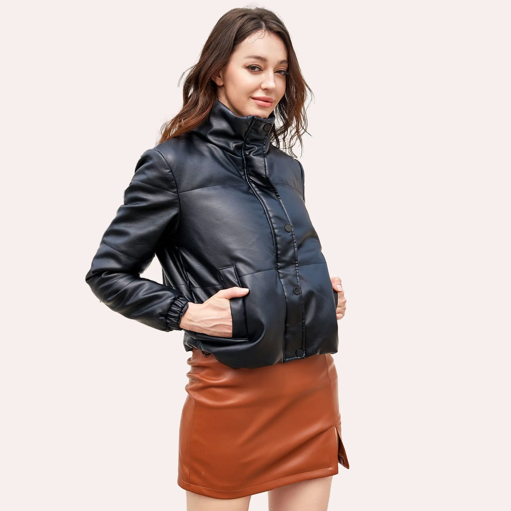 Fashion Bomber PU Leather Jacket