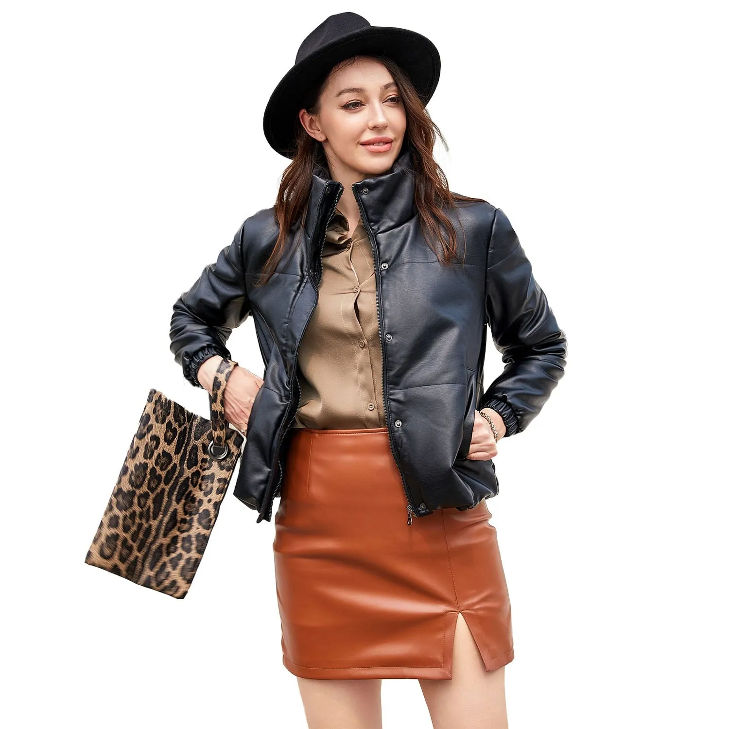 Fashion Bomber PU Leather Jacket