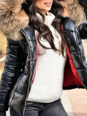 Faux Fur Trim Hooded Down Coat