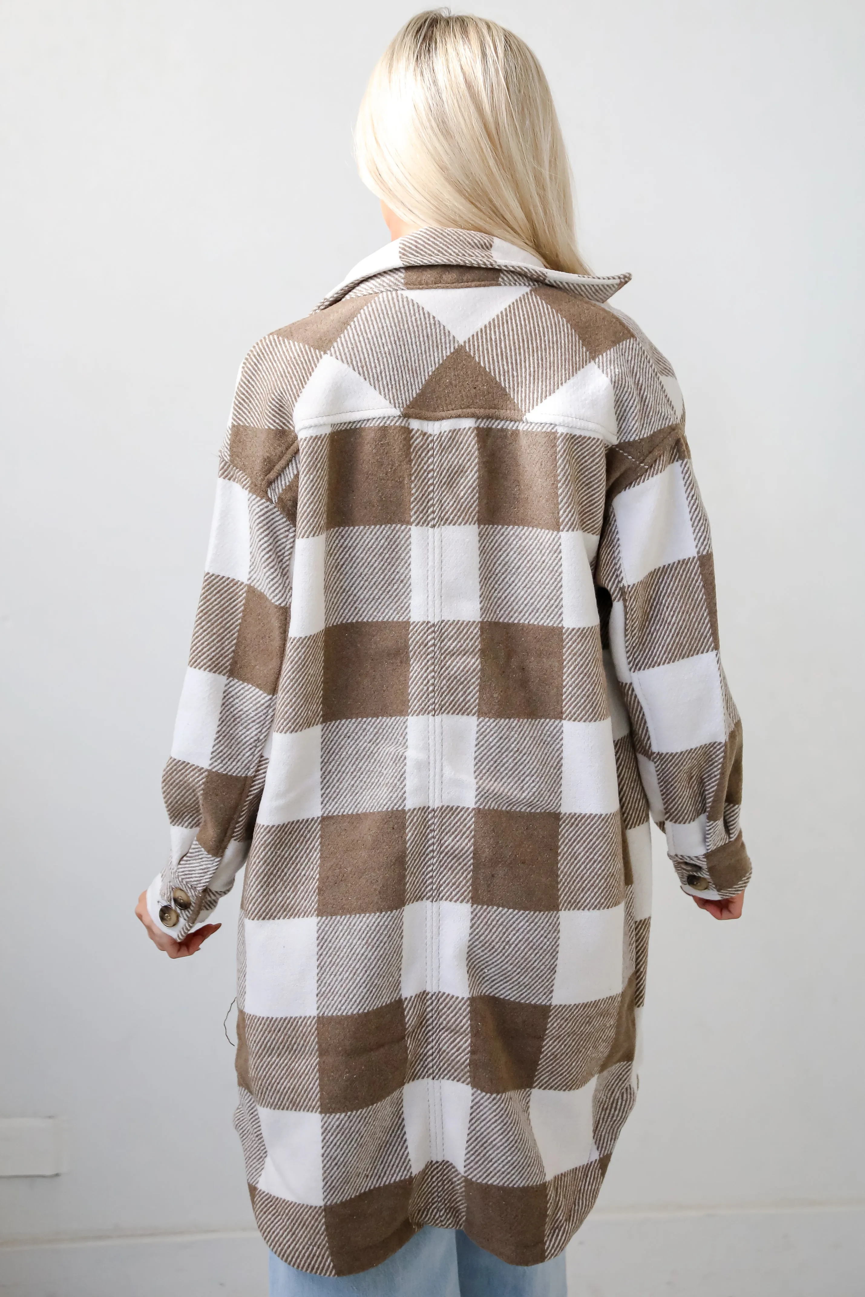 FINAL SALE - Cozy Perception Taupe Plaid Shacket