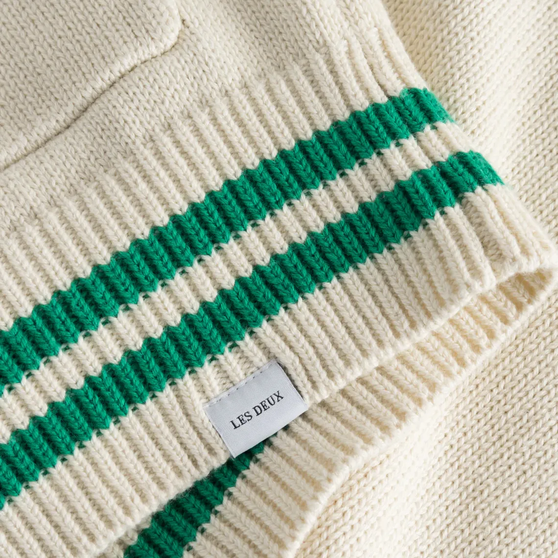 Forrest Cotton Intarsia Cardigan (Ivory   Sports Green)