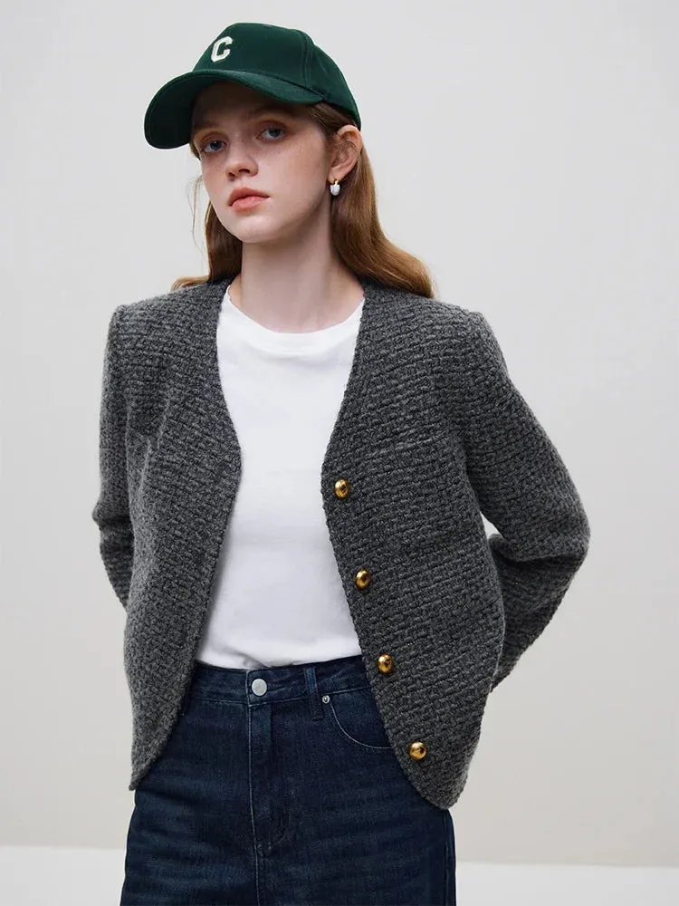 French Style Fragrance Wool Tweed Casual Autumn Winter Coats