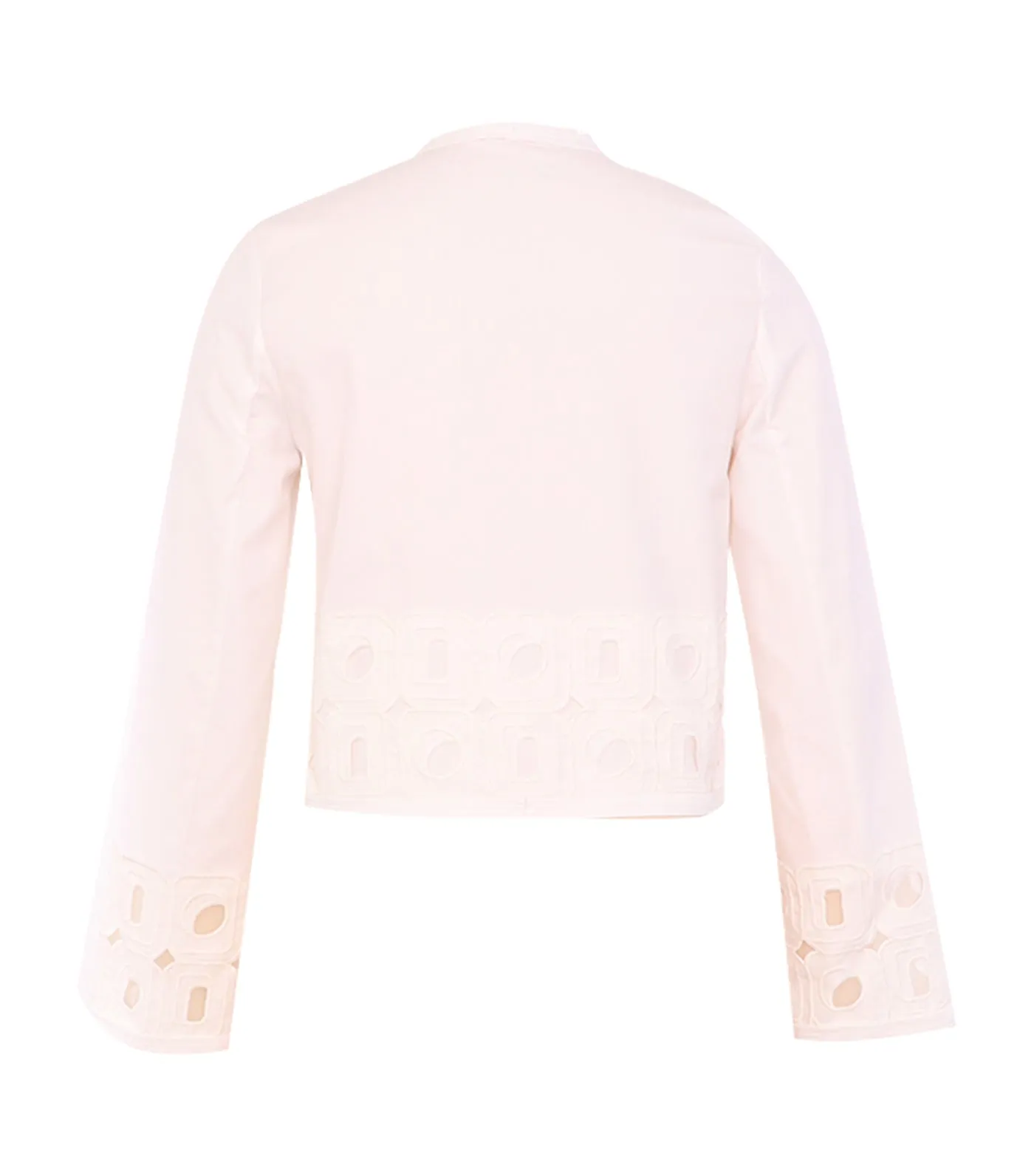 Geometric Emb Eyelet Blouse White