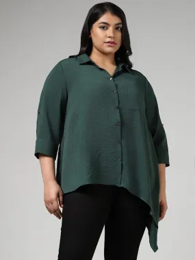 Gia Emerald Green Crepe High Low Shirt