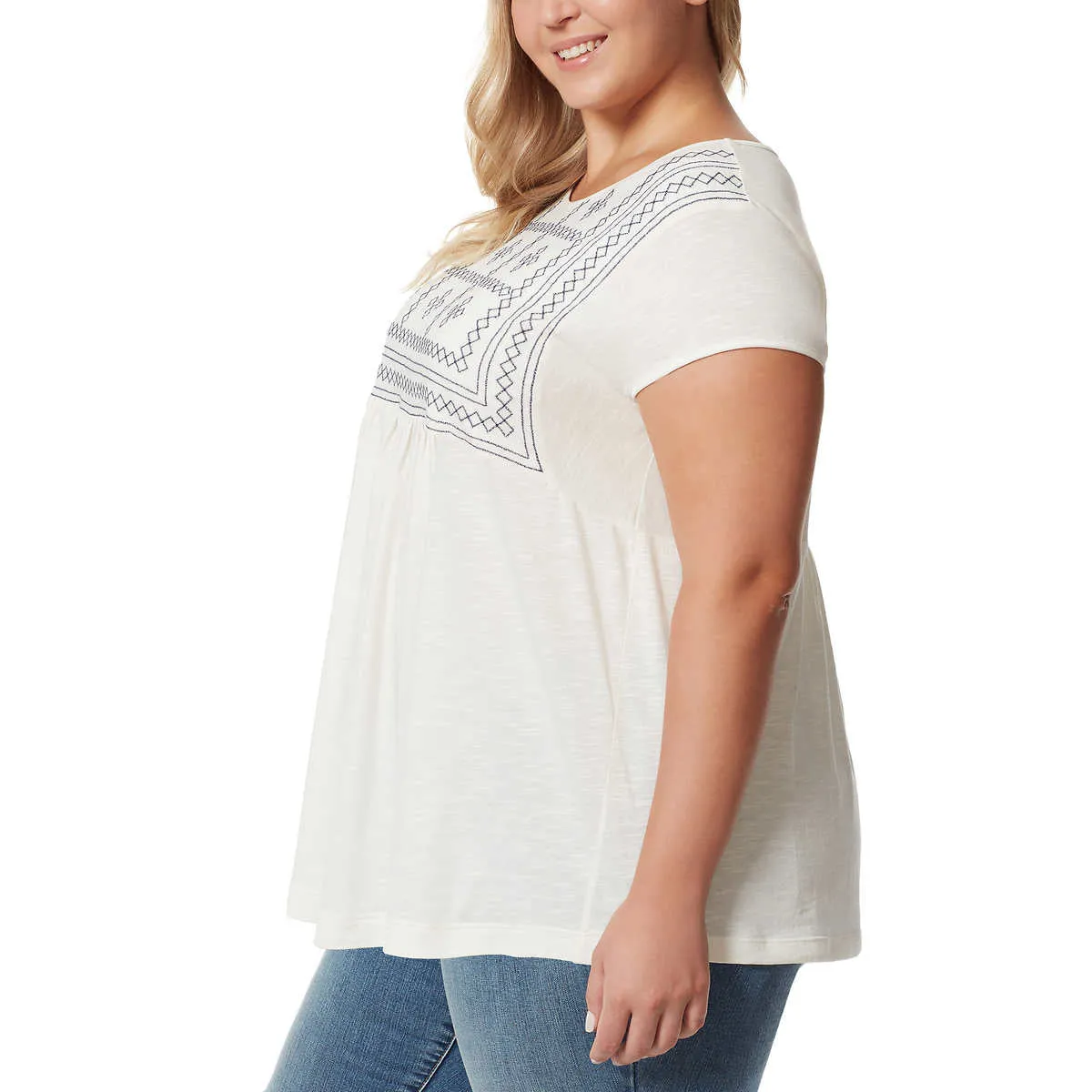 Gloria Vanderbilt Women's Plus Embroidered Relaxed Fit Tee Tunic Top