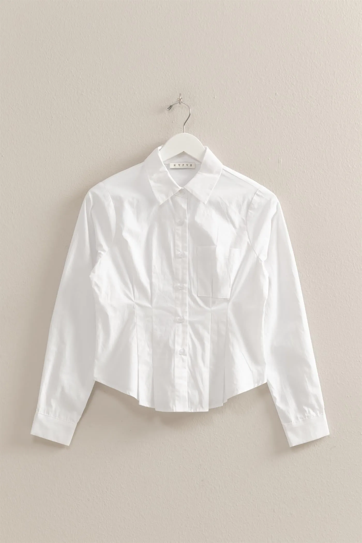 HF25A178-Long Sleeve Pleated Waist Poplin Shirt