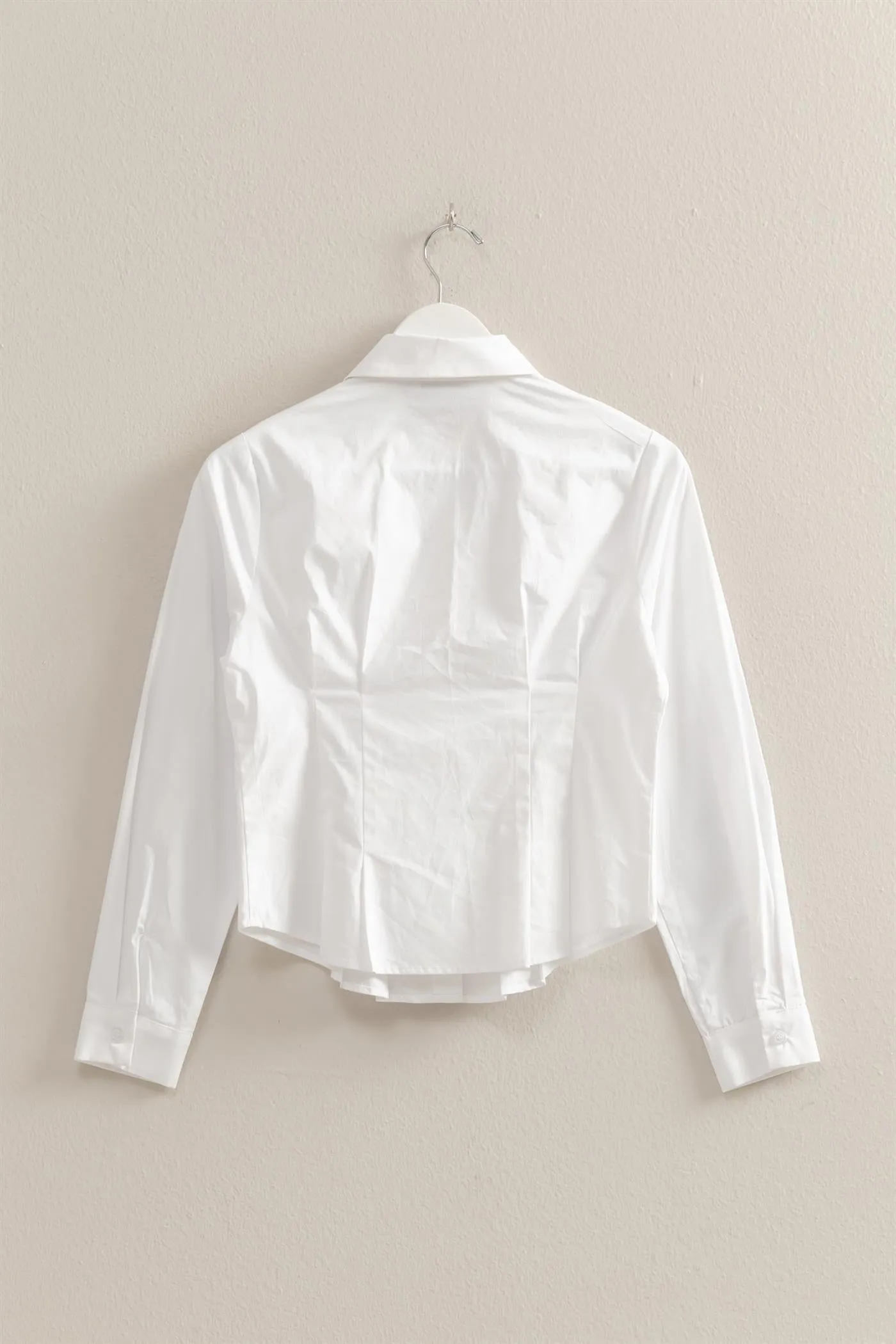 HF25A178-Long Sleeve Pleated Waist Poplin Shirt