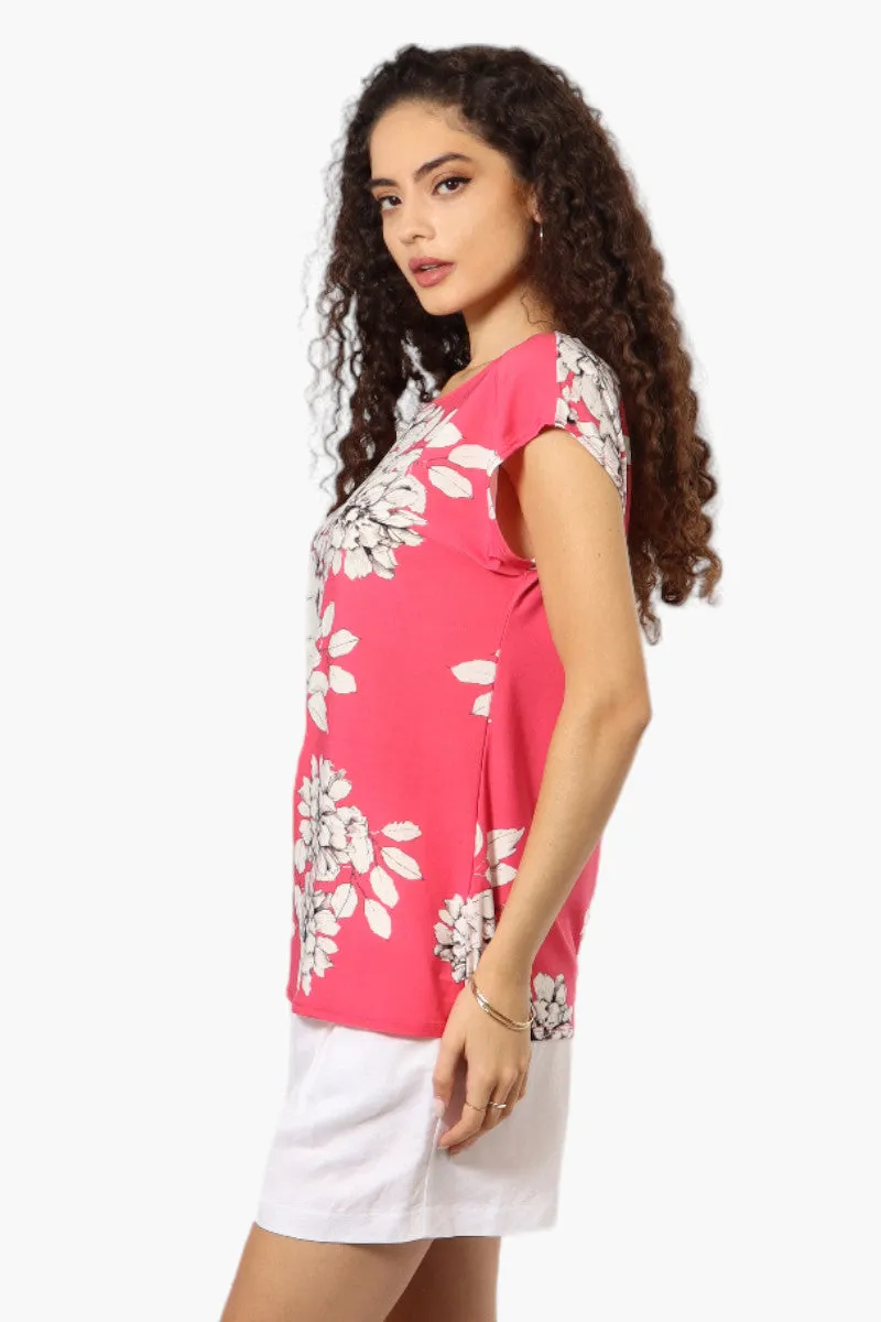 Impress Floral Cap Sleeve Tee - Pink