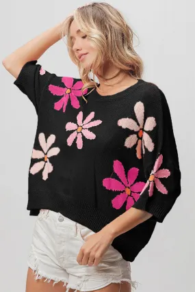 Kalani Floral Pattern Cropped Sweater