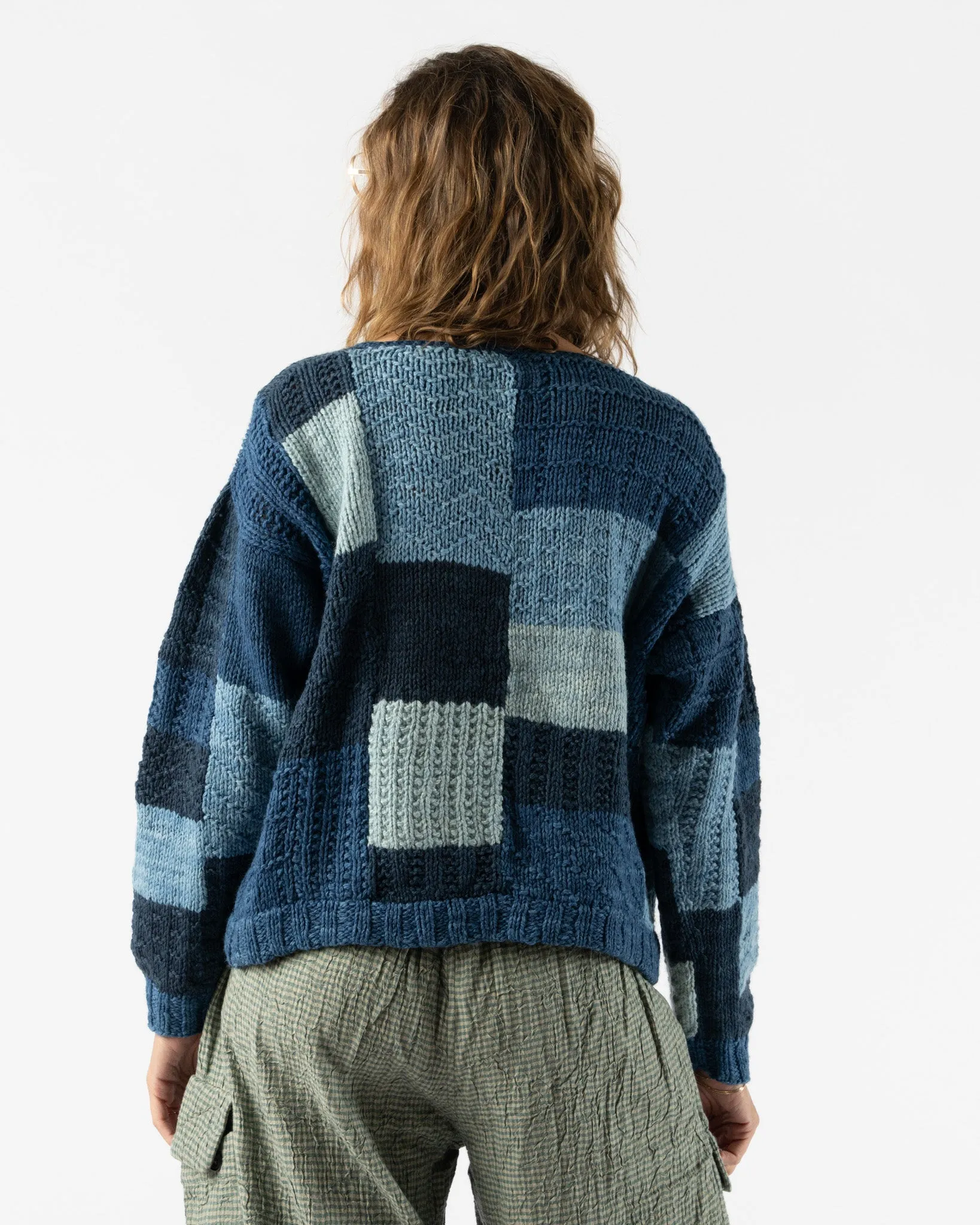 Kartik Research Indigo Patchwork Knit Sweater