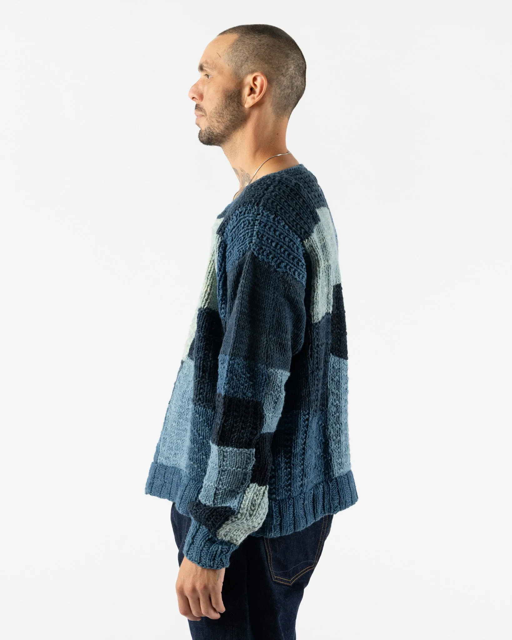 Kartik Research Indigo Patchwork Knit Sweater