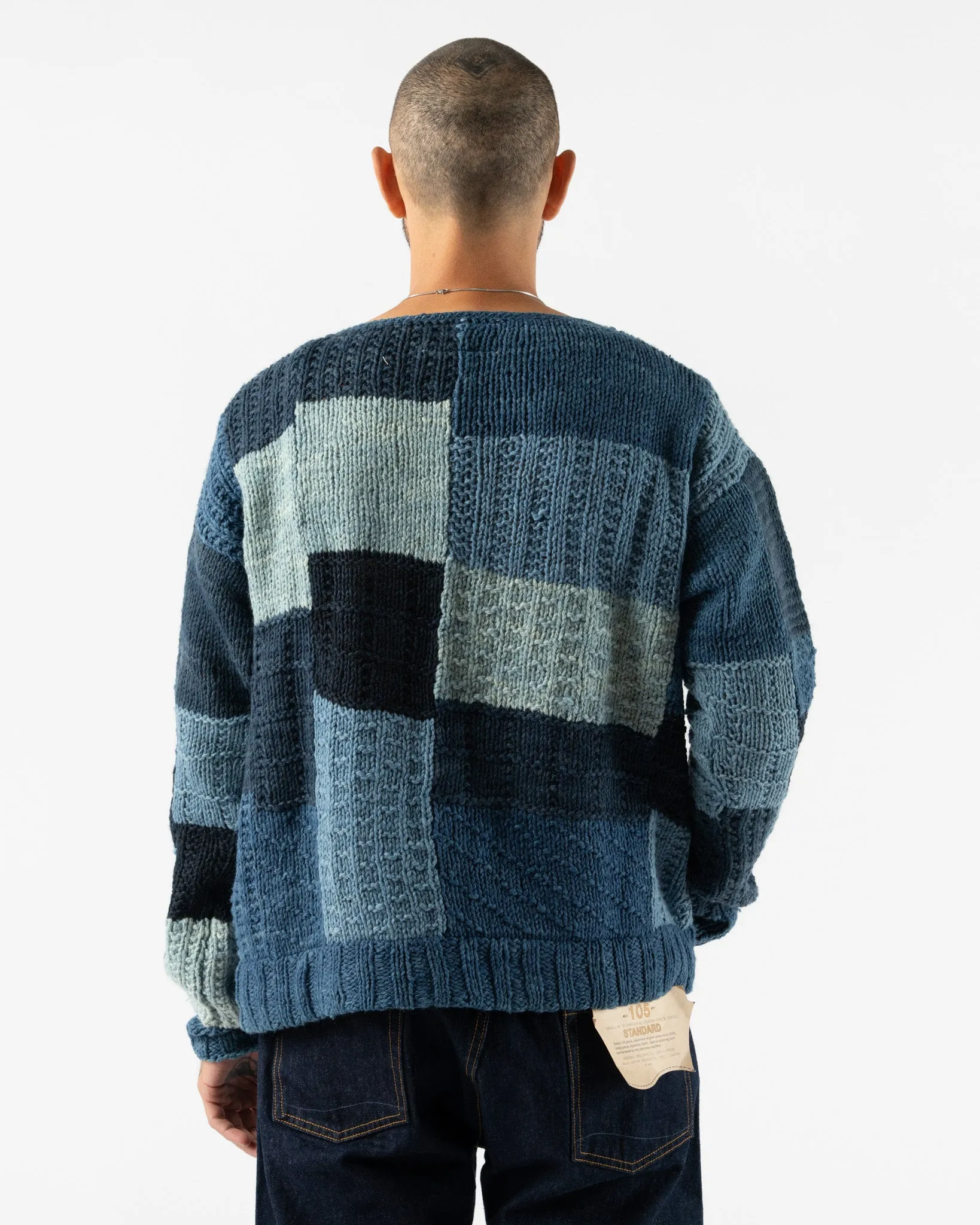 Kartik Research Indigo Patchwork Knit Sweater