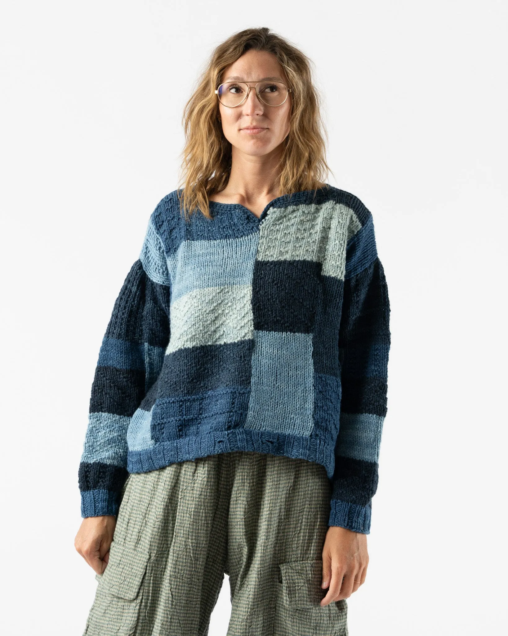 Kartik Research Indigo Patchwork Knit Sweater