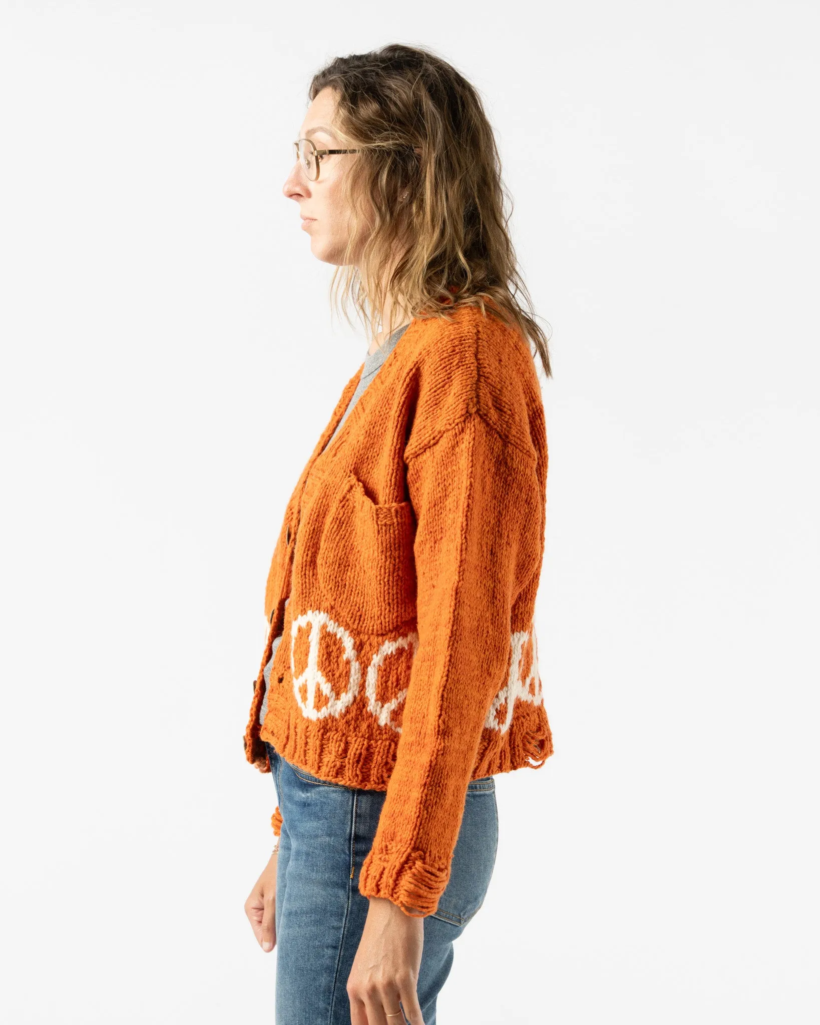 Kartik Research Peace Cardigan in Orange/White