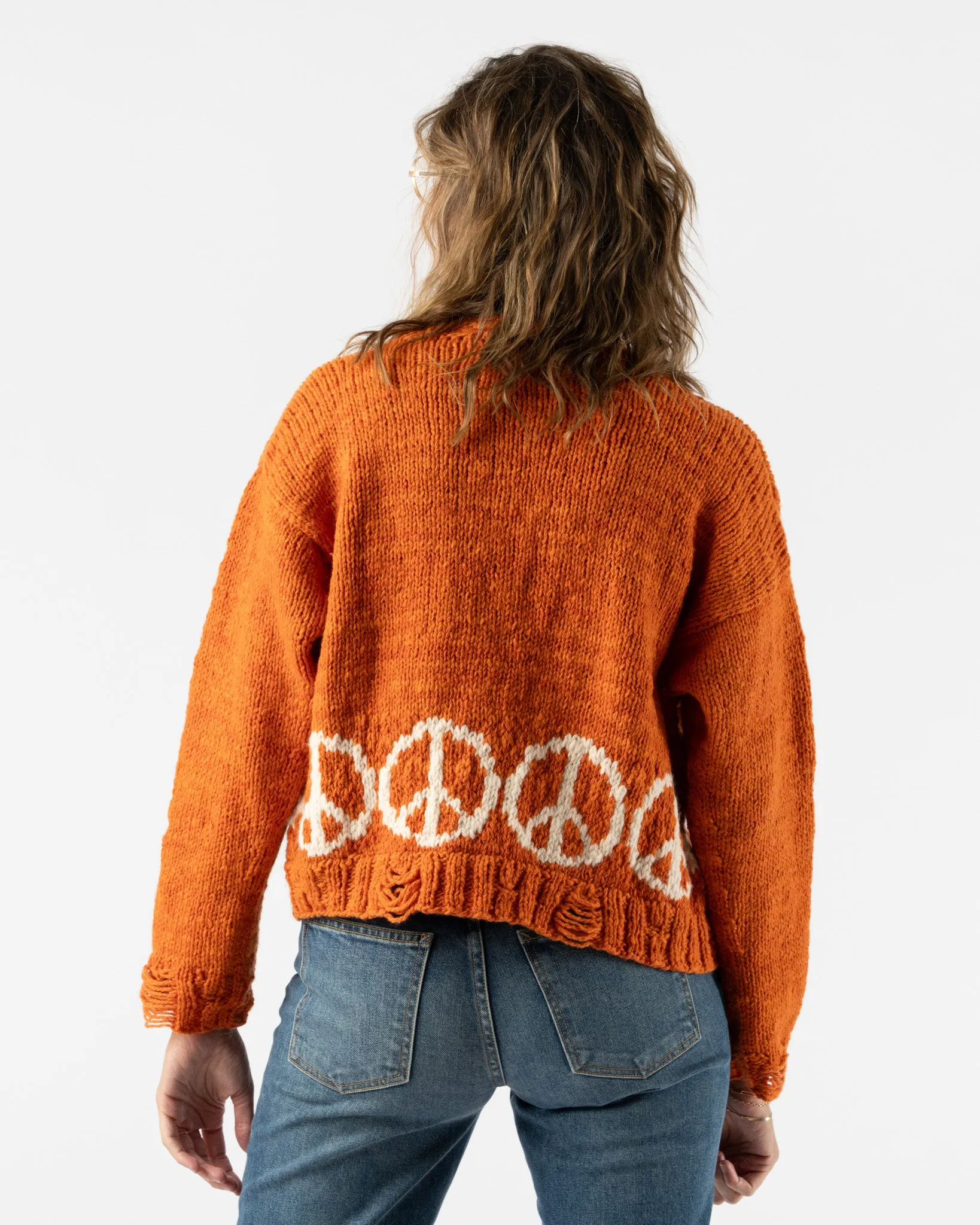 Kartik Research Peace Cardigan in Orange/White